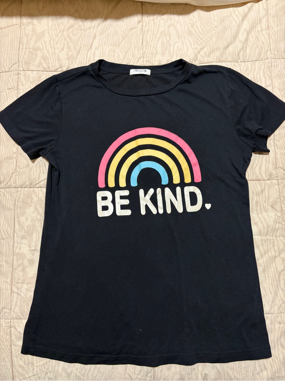 Women Black 'Be Kind' Rainbow Graphic Tee